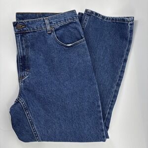 LL Bean Jeans Mens 38x28 Blue Indigo Denim Standard Fit Stretch Outdoor Workwear